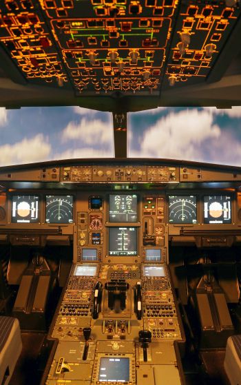 aircraft cockpit, aircraft, dashboard Wallpaper 1752x2800