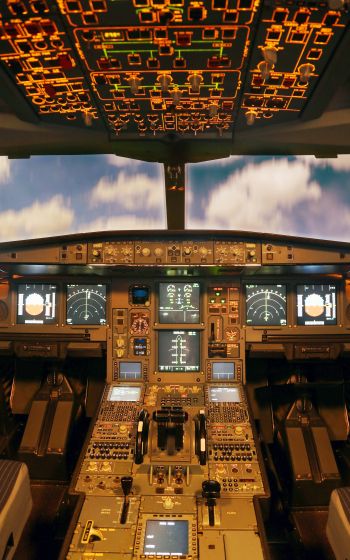 aircraft cockpit, aircraft, dashboard Wallpaper 1600x2560