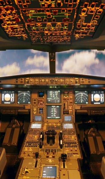aircraft cockpit, aircraft, dashboard Wallpaper 600x1024