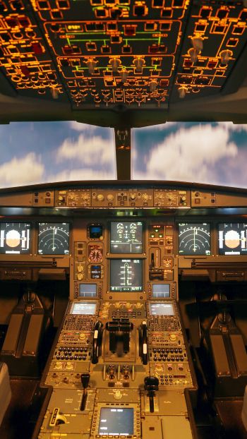 aircraft cockpit, aircraft, dashboard Wallpaper 720x1280