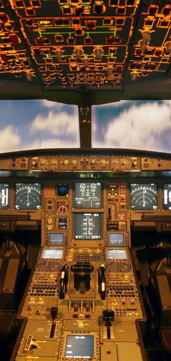aircraft cockpit, aircraft, dashboard Wallpaper 1440x3040