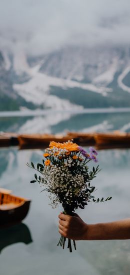 Nature, bouquet, lake Wallpaper 1080x2280