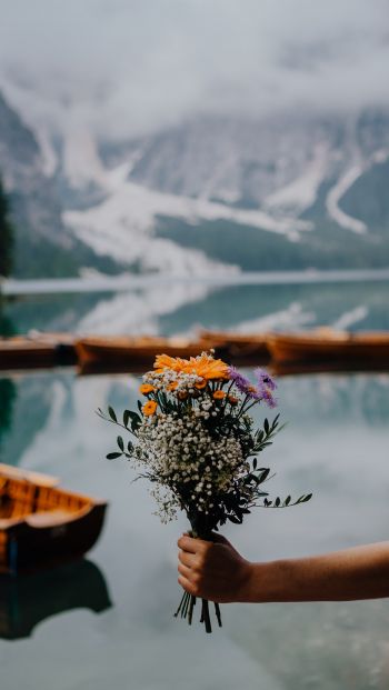 Nature, bouquet, lake Wallpaper 640x1136