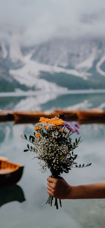 Nature, bouquet, lake Wallpaper 1080x2340
