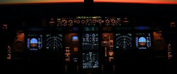 aircraft cockpit, aircraft, dashboard Wallpaper 3440x1440