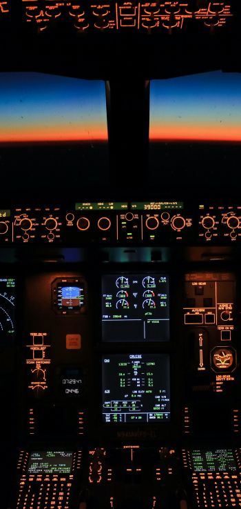aircraft cockpit, aircraft, dashboard Wallpaper 1080x2280