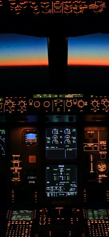 aircraft cockpit, aircraft, dashboard Wallpaper 1080x2340