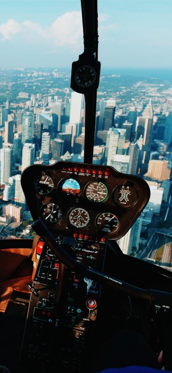 helicopter cockpit, helicopter, aviation Wallpaper 1080x2340