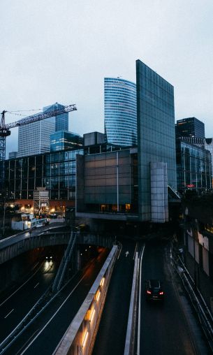 City, highway, skyscraper Wallpaper 1200x2000