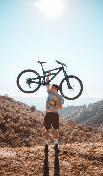 Bicycle, man, vibe Wallpaper 600x1024