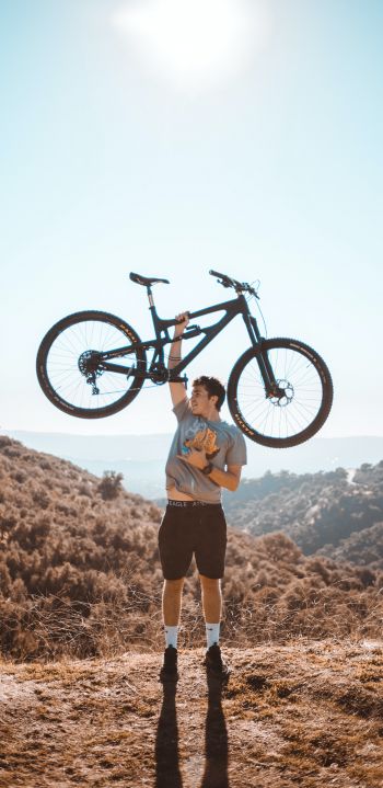 Bicycle, man, vibe Wallpaper 1440x2960