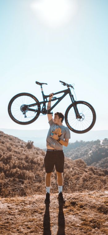 Bicycle, man, vibe Wallpaper 1080x2340