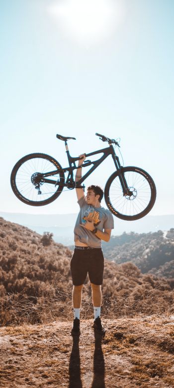 Bicycle, man, vibe Wallpaper 1440x3200