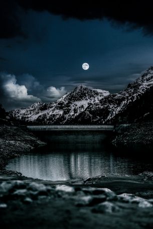 night, moon, lake Wallpaper 4000x6000