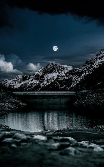night, moon, lake Wallpaper 800x1280