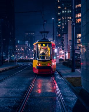 night city, tram Wallpaper 5256x6570
