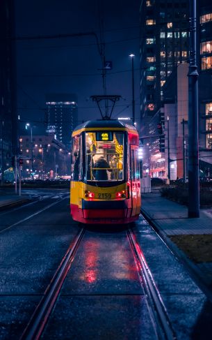 night city, tram Wallpaper 1752x2800