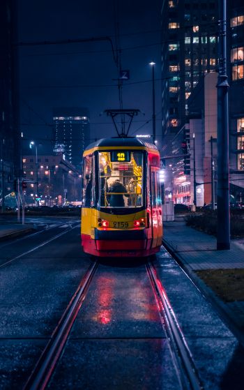 night city, tram Wallpaper 1752x2800