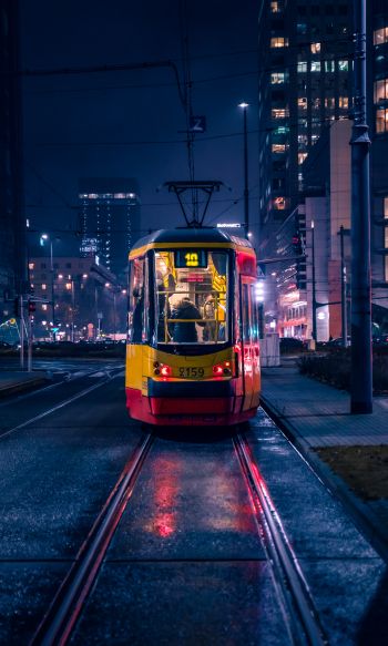 night city, tram Wallpaper 1200x2000