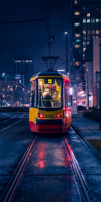 night city, tram Wallpaper 720x1440