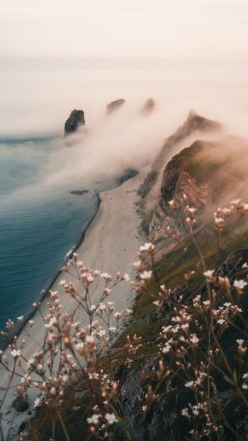 mountains, sea, fog Wallpaper 1080x1920