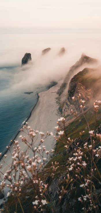 mountains, sea, fog Wallpaper 1080x2280