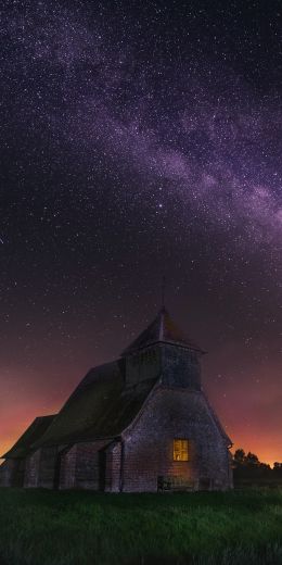 starry sky, house Wallpaper 720x1440