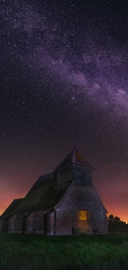 starry sky, house Wallpaper 1440x3040