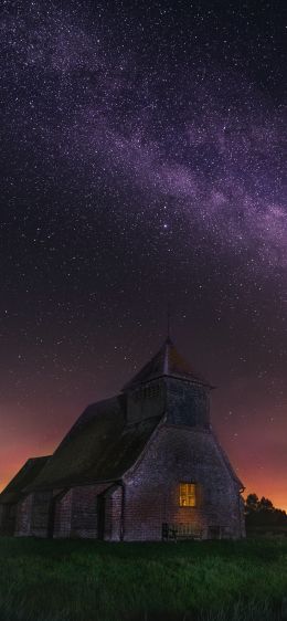 starry sky, house Wallpaper 1170x2532