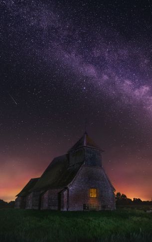 starry sky, house Wallpaper 1752x2800