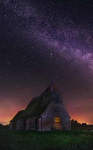 starry sky, house Wallpaper 800x1280