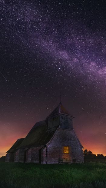 starry sky, house Wallpaper 640x1136
