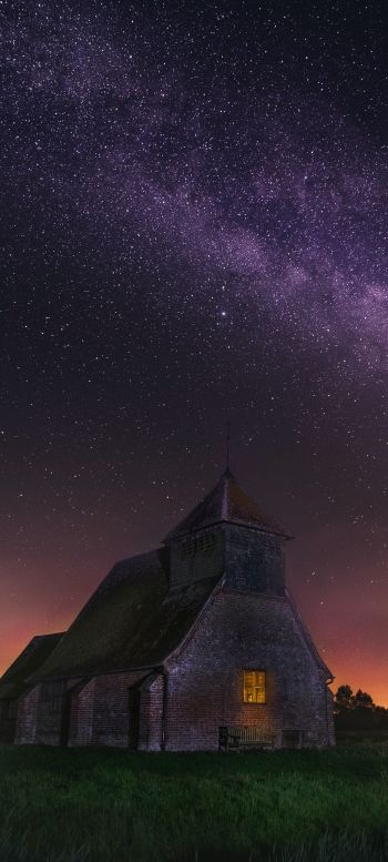 starry sky, house Wallpaper 1080x2400