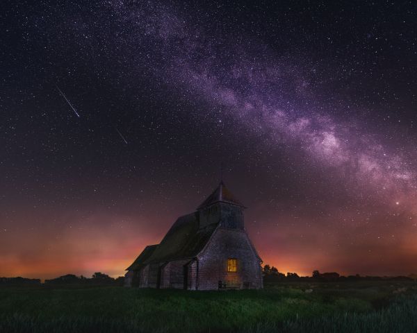 starry sky, house Wallpaper 1280x1024