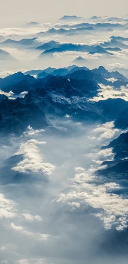 Alps, mountains, bird's eye view Wallpaper 1440x2960