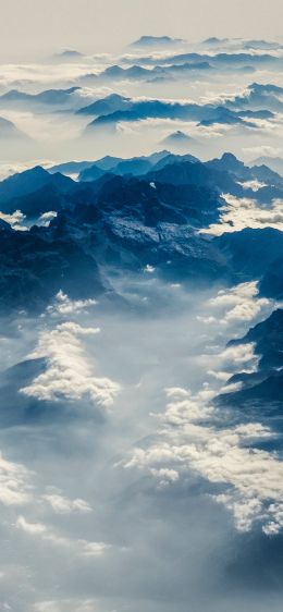 Alps, mountains, bird's eye view Wallpaper 1284x2778