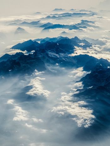 Alps, mountains, bird's eye view Wallpaper 1620x2160