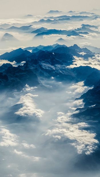 Alps, mountains, bird's eye view Wallpaper 640x1136