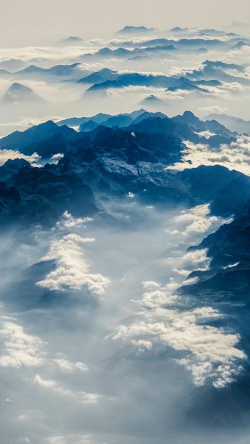 Alps, mountains, bird's eye view Wallpaper 1440x2560