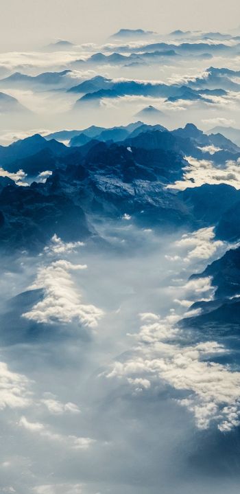 Alps, mountains, bird's eye view Wallpaper 1080x2220