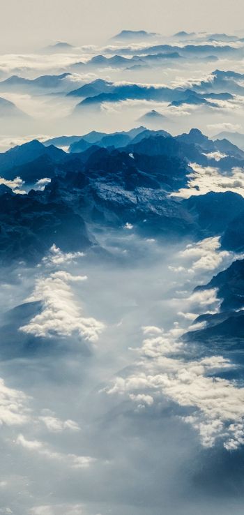 Alps, mountains, bird's eye view Wallpaper 1440x3040