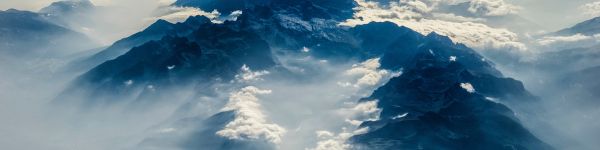 Alps, mountains, bird's eye view Wallpaper 1590x400