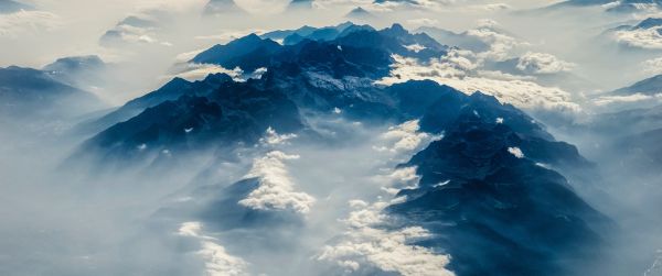 Alps, mountains, bird's eye view Wallpaper 3440x1440