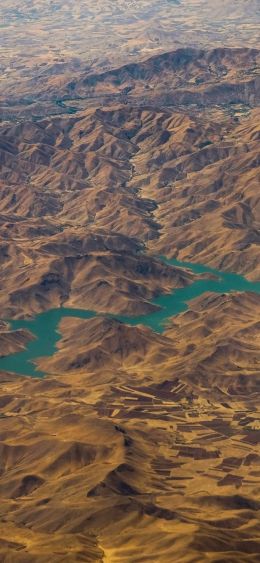 mountains, river, bird's eye view Wallpaper 1080x2340