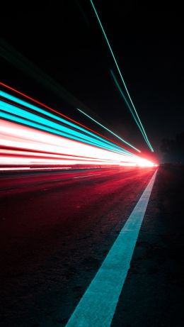 road, night, lights Wallpaper 640x1136