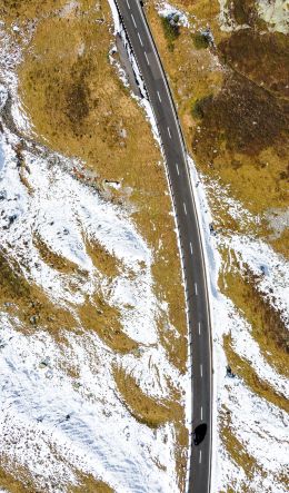 top view, road, snow Wallpaper 600x1024