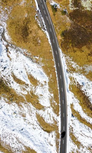 top view, road, snow Wallpaper 1200x2000