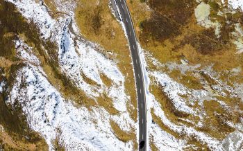 top view, road, snow Wallpaper 2560x1600