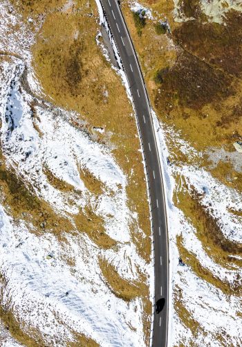 top view, road, snow Wallpaper 1668x2388