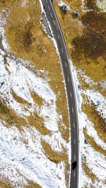 top view, road, snow Wallpaper 640x1136